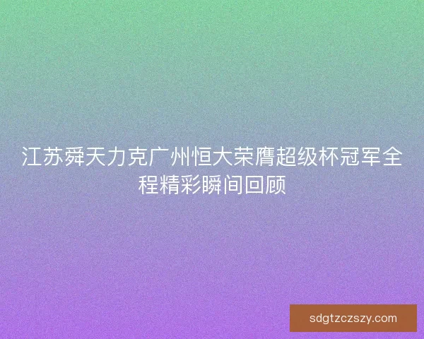 江苏舜天力克广州恒大荣膺超级杯冠军全程精彩瞬间回顾